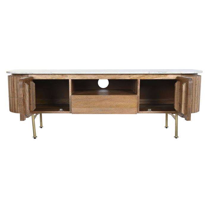 Mobilă TV DKD Home Decor Auriu* Alb Maro Deschis Marmură Lemn de mango (145 x 42 x 48 cm)