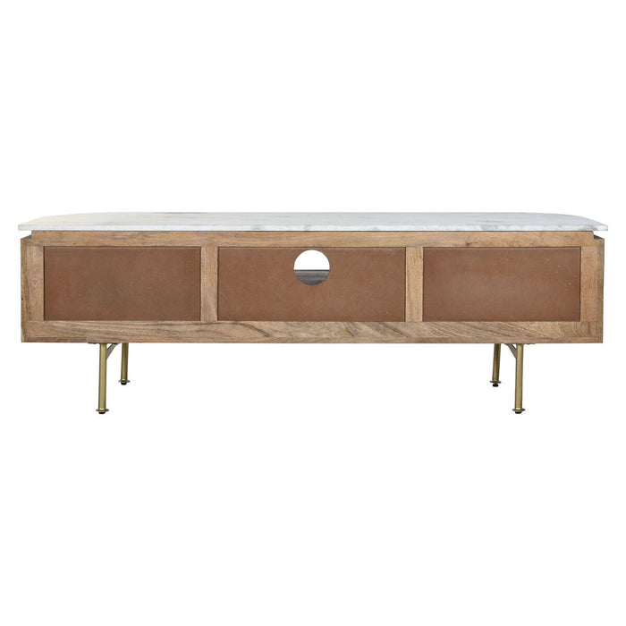 Mobilă TV DKD Home Decor Auriu* Alb Maro Deschis Marmură Lemn de mango (145 x 42 x 48 cm)