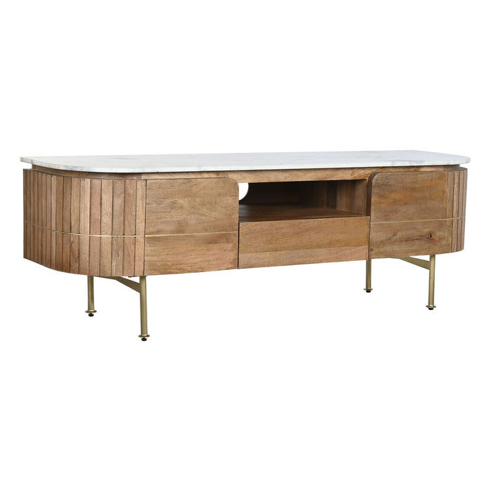Mobilă TV DKD Home Decor Auriu* Alb Maro Deschis Marmură Lemn de mango (145 x 42 x 48 cm)