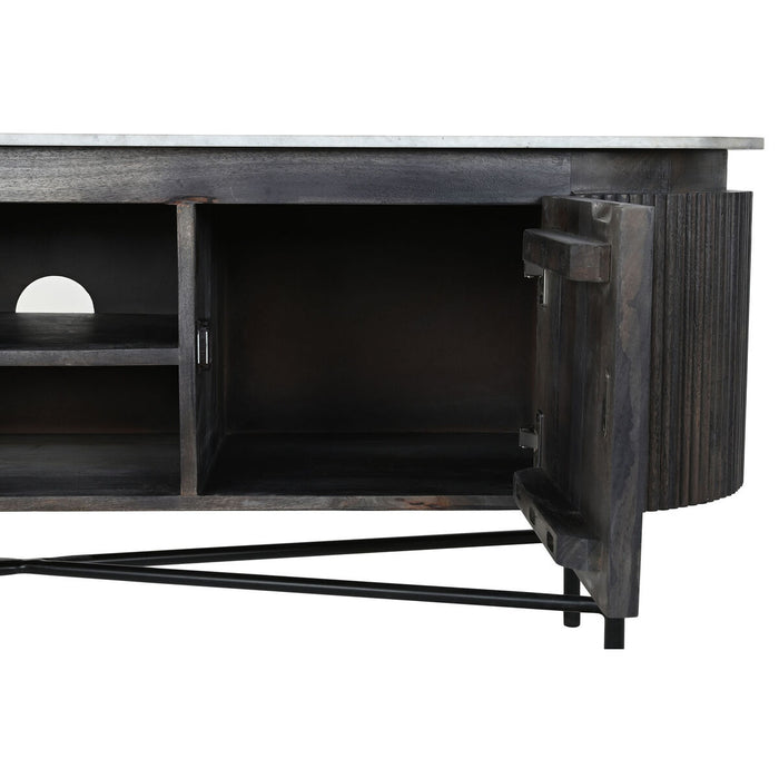 Mobilă TV DKD Home Decor 145 x 40 x 54 cm 150 x 41 x 54 cm Negru Gri Alb Marmură Lemn de mango