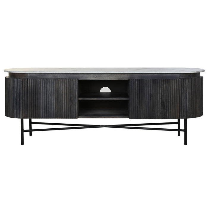 Mobilă TV DKD Home Decor 145 x 40 x 54 cm 150 x 41 x 54 cm Negru Gri Alb Marmură Lemn de mango
