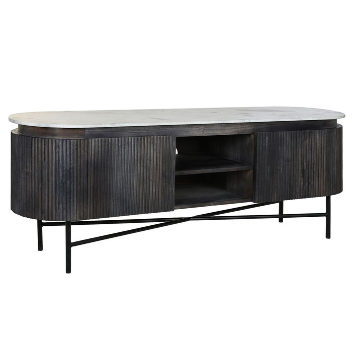 Mobilă TV DKD Home Decor 145 x 40 x 54 cm 150 x 41 x 54 cm Negru Gri Alb Marmură Lemn de mango