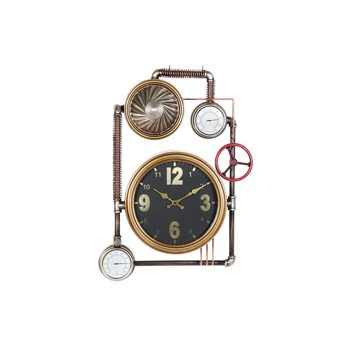 Ceas de Perete DKD Home Decor supape Geam Auriu* Fier (50,5 x 12 x 73 cm)