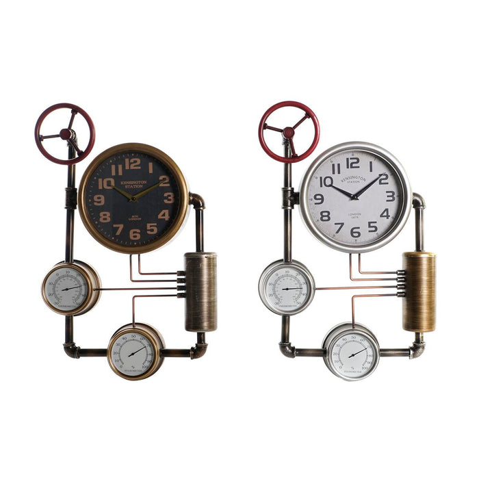 Ceas de Perete DKD Home Decor supape 37,5 x 11 x 59 cm Geam Fier (2 Unități)