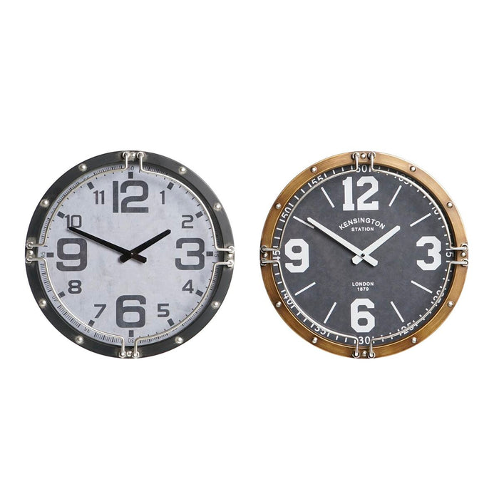 Ceas de Perete DKD Home Decor 40,5 x 10 x 40,5 cm Geam Fier (2 Unități)
