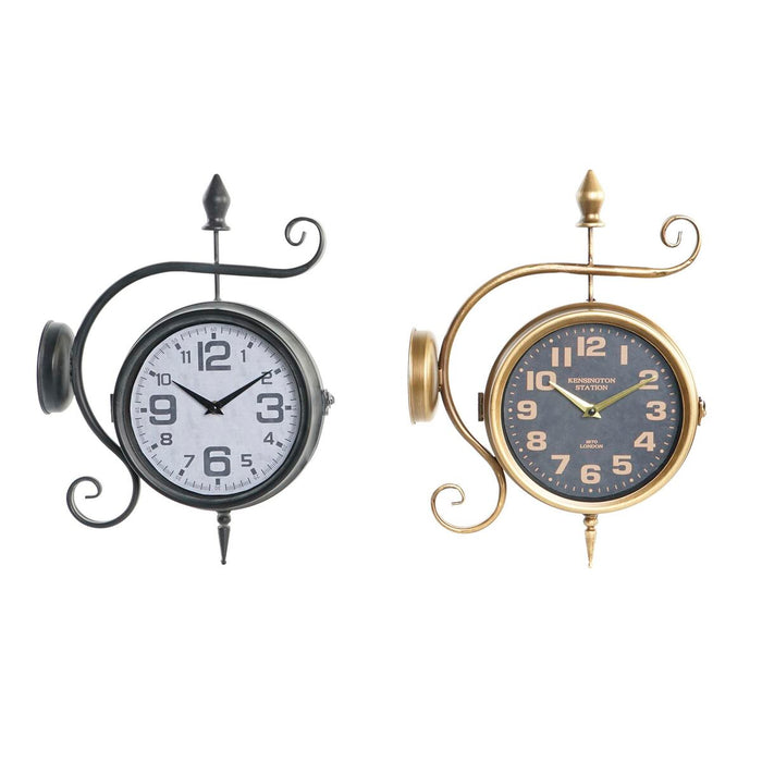 Ceas de Perete DKD Home Decor Staţie 29 x 10 x 39,5 cm Fier Vintage (2 Unități)