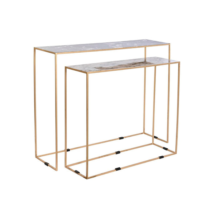 Set de 2 mese DKD Home Decor Alb Negru Auriu* 100 x 28 x 80 cm