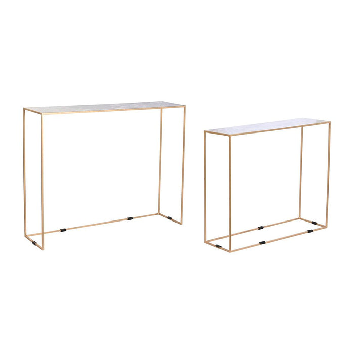 Set de 2 mese DKD Home Decor Alb Negru Auriu* 100 x 28 x 80 cm
