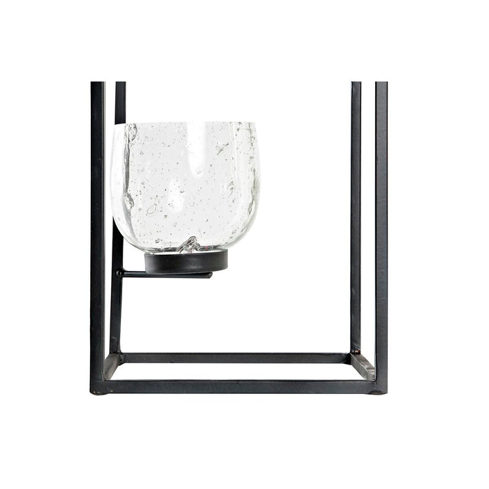Suport de Lumânări DKD Home Decor Geam Negru Transparent 18 x 18 x 76 cm Fier