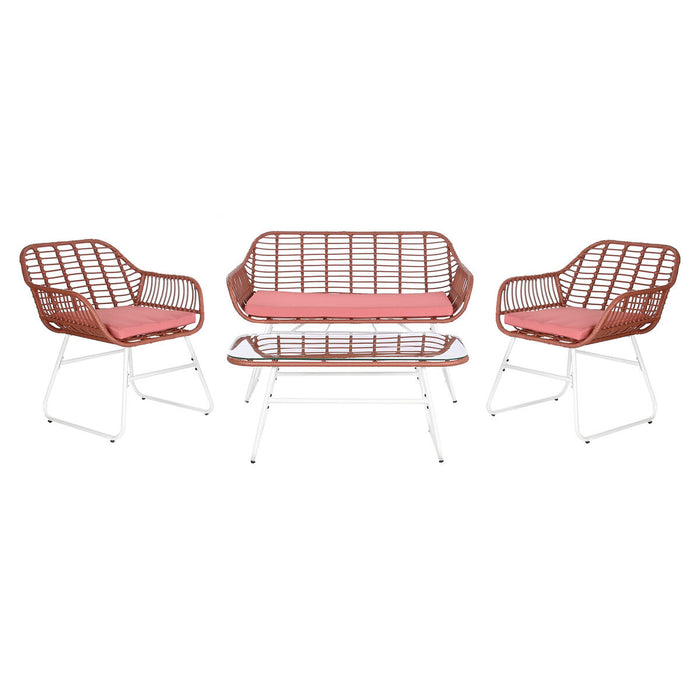 Set masă cu Trei scaune DKD Home Decor 124 x 74 x 84 cm Metal ratan sintetic
