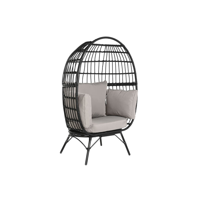 Canapea de grădină DKD Home Decor Negru Gri Metal ratan sintetic 99 x 71 x 147 cm