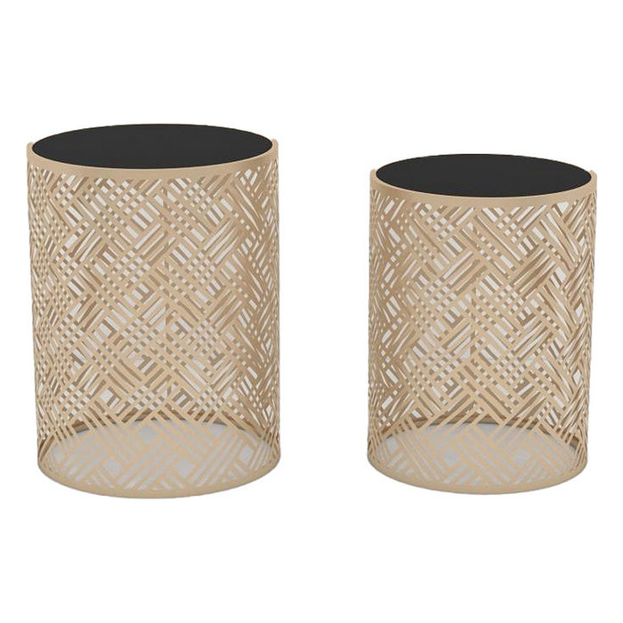 Set de 2 mese DKD Home Decor Măsuță Laterală Negru Auriu* 42 x 42 x 55 cm