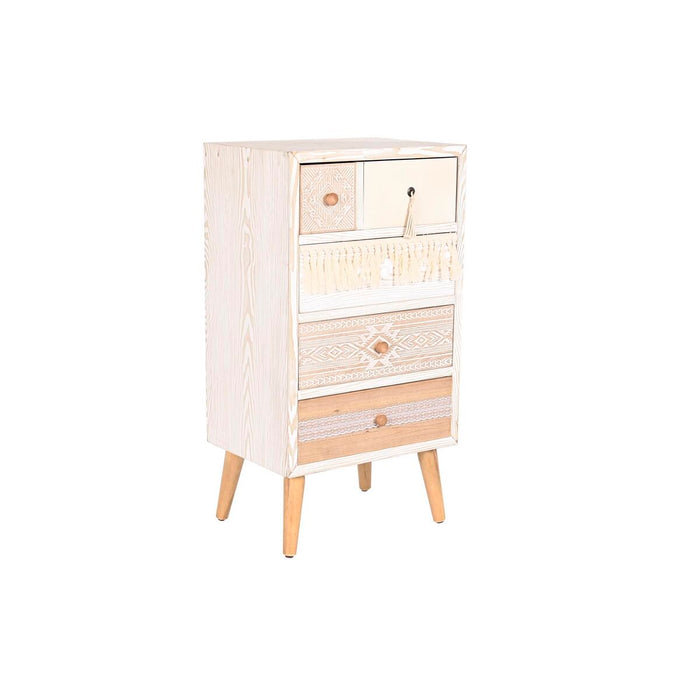 Dulap cu Sertare DKD Home Decor Brad Natural Bumbac Alb (48 x 35 x 89 cm)