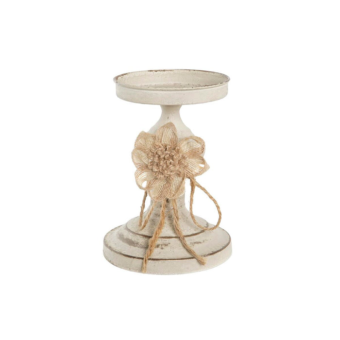 Suport de Lumânări DKD Home Decor 13 x 13 x 17,5 cm Metal Alb