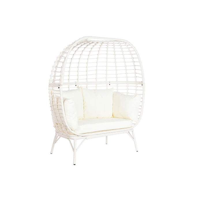 Canapea de grădină DKD Home Decor 130 x 68 x 146 cm ratan sintetic Oțel Alb