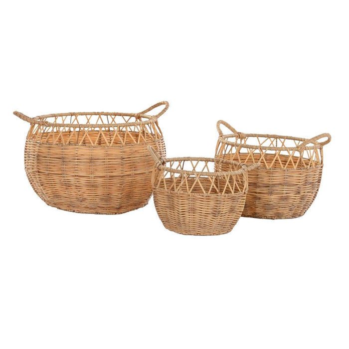 Set de Coșuri DKD Home Decor Natural Metal Polietilenă 38 x 38 x 34 cm 38 x 38 x 27 cm 3 Piese