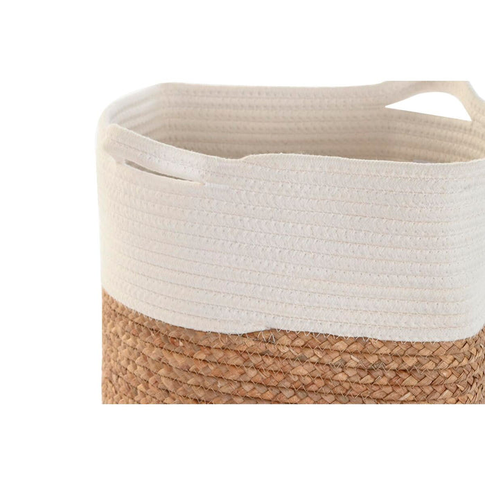 Coș Decorativ DKD Home Decor Alb Fibră naturală 36 x 36 x 52 cm