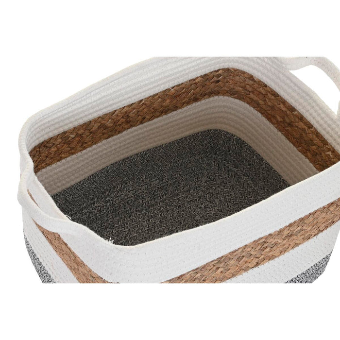 Set de Coșuri DKD Home Decor Alb Fibră naturală 36 x 27 x 27 cm 3 Piese