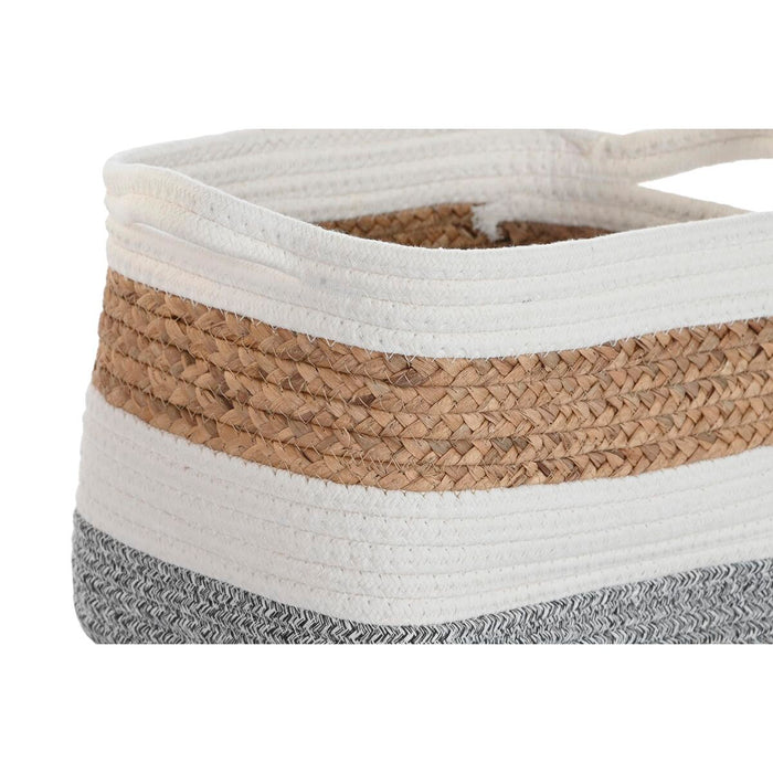 Set de Coșuri DKD Home Decor Alb Fibră naturală 36 x 27 x 27 cm 3 Piese
