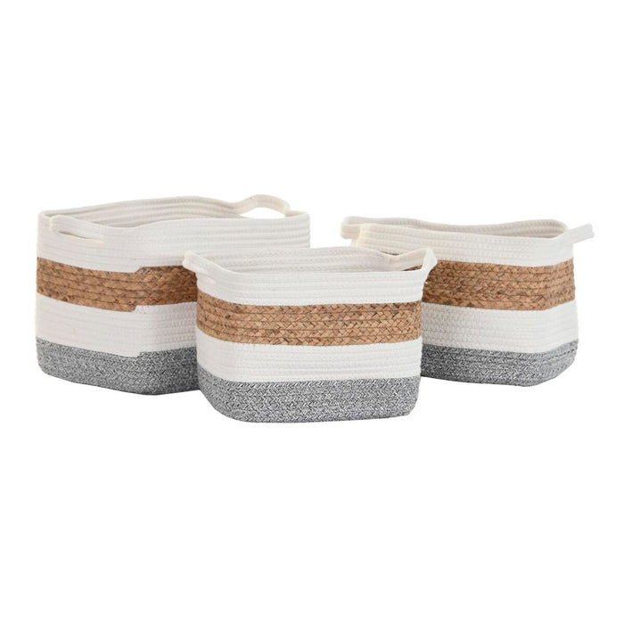 Set de Coșuri DKD Home Decor Alb Fibră naturală 36 x 27 x 27 cm 3 Piese