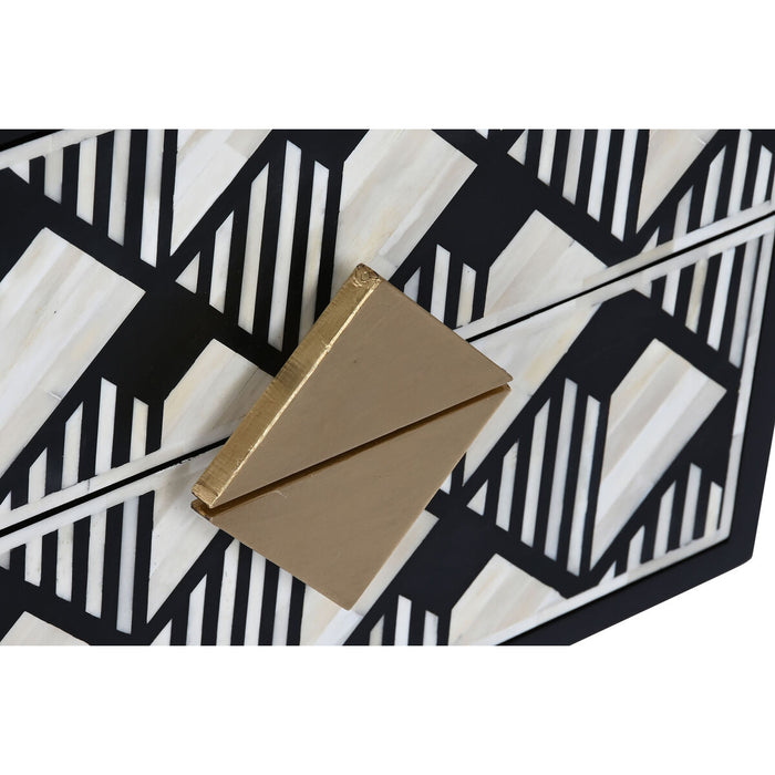 Noptieră DKD Home Decor Negru Alb Os Rășină Lemn MDF (50 x 35 x 50 cm)