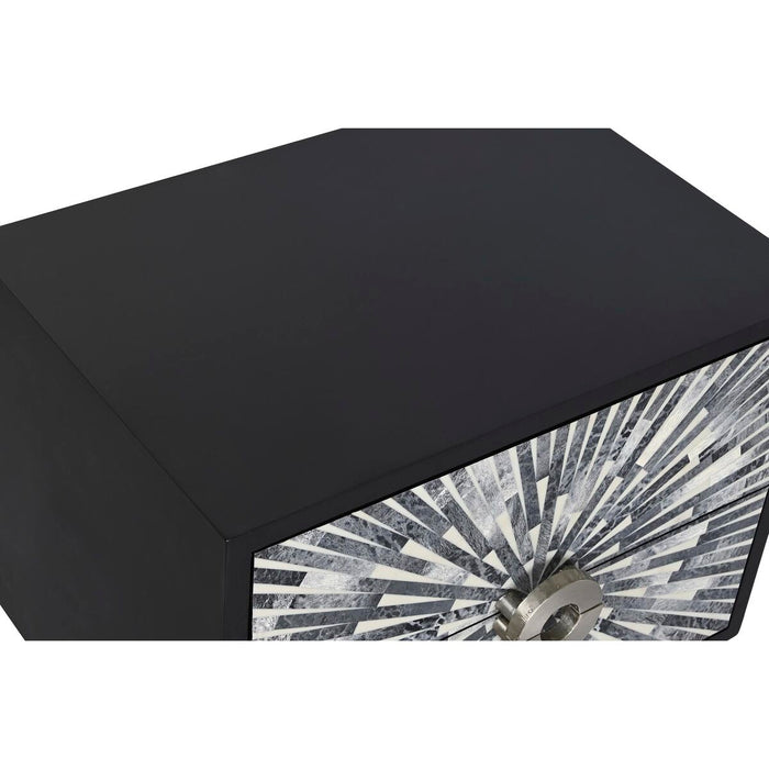 Noptieră DKD Home Decor Negru Gri Os Rășină Lemn MDF (50 x 35 x 51 cm)