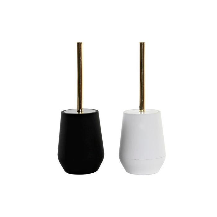 Perie pentru toaletă DKD Home Decor Alb Negru Oțel inoxidabil polistiren 12 x 12 x 34,5 cm (2 Unități)