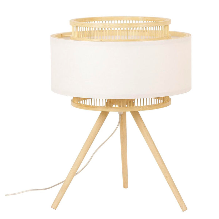 Lampă de masă DKD Home Decor Maro Poliester Alb Bambus (36 x 36 x 48 cm)