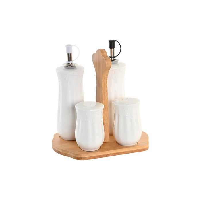 Set de ulei și oțet DKD Home Decor 17 x 12,5 x 18 cm Natural Porțelan Alb 5 Unități