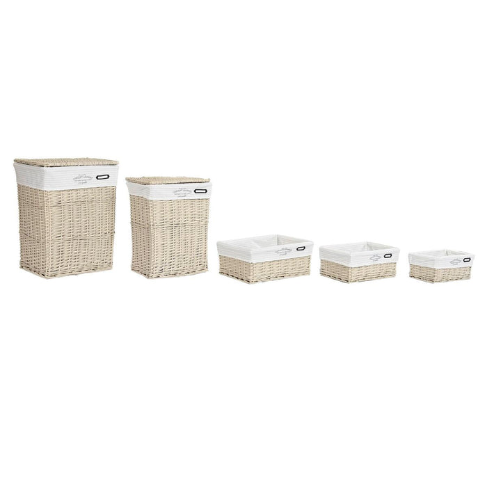 Set de Coșuri DKD Home Decor Bej răchită 44 x 34 x 56 cm (5 Piese)