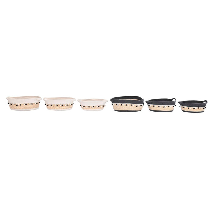 Set de Coșuri DKD Home Decor Alb Gri Aluminiu Boho 36 x 26 x 15 cm 45 x 25 x 16 cm 3 Piese (2 Unități)