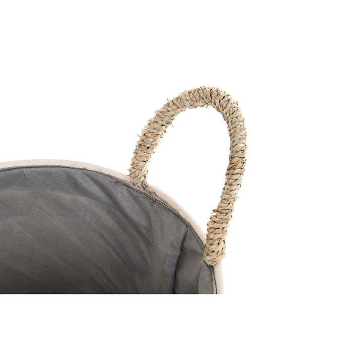 Set de Coșuri DKD Home Decor Natural Bumbac Pompoane Fibră naturală (40 x 40 x 35 cm)