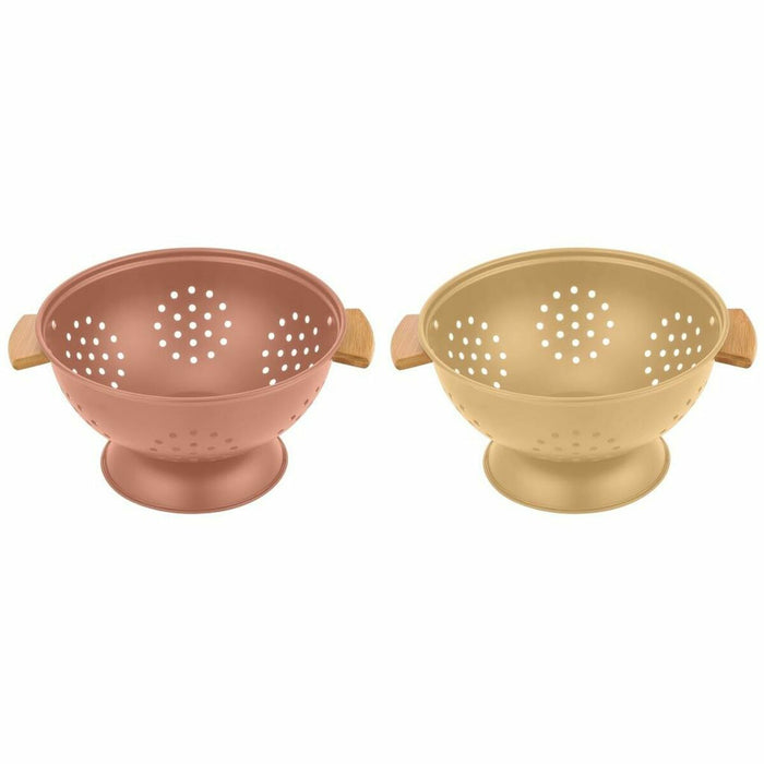 Strecurătoare pentru paste DKD Home Decor 30 x 24,5 x 14 cm Teracotă Oțel inoxidabil Galben (2 Unități)