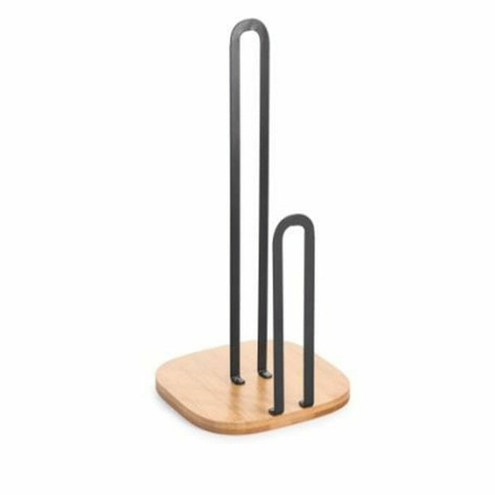 Suport pentru hârtie de bucătărie DKD Home Decor 16 x 16 x 31,3 cm Natural Negru Oțel