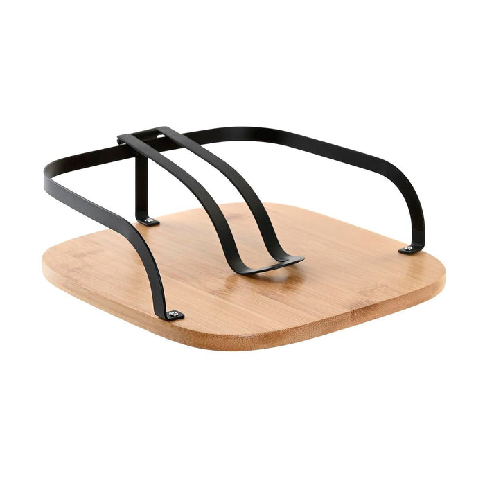 Suport pentru Șervețele DKD Home Decor Negru Natural Bambus Oțel 20 x 20 x 7 cm