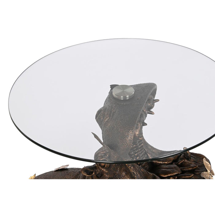 Masa laterală DKD Home Decor Negru Auriu* Rășină Geam 60 x 49 x 58 cm