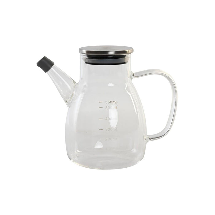 Dispenser pentru Ulei DKD Home Decor 17 x 10 x 15,5 cm Argintiu Oțel inoxidabil 550 ml Sticlă borosilicată