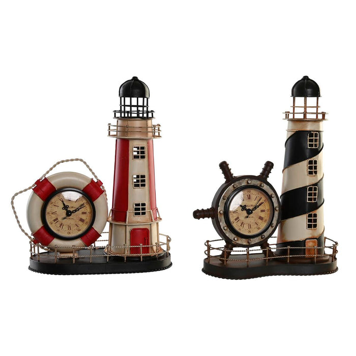 Stolní hodiny DKD Home Decor 25.5 x 14 x 32.5 cm Roșu Negru Metal Vintage Far (2 Unități)
