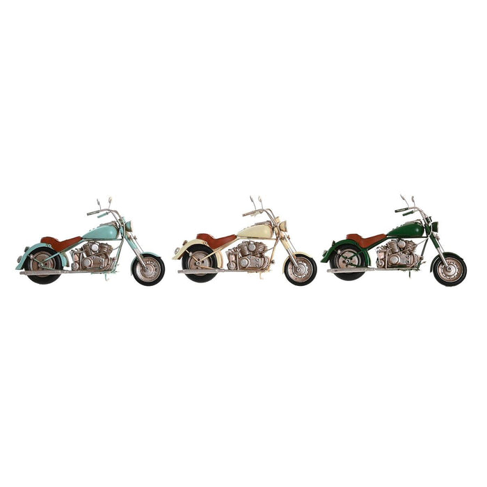 Figură Decorativă DKD Home Decor 28 x 10 x 17 cm Motocicletă Alb Verde Albastru celest Vintage (3 Piese)