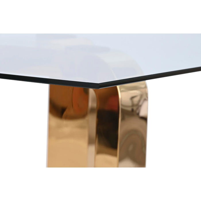 Masa de Cafea DKD Home Decor Auriu* Oțel Sticlă Temperată 100 x 100 x 45 cm