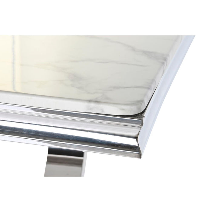 Masă de Sufragerie DKD Home Decor Argintiu Alb Oțel Marmură (180 x 90 x 75 cm)