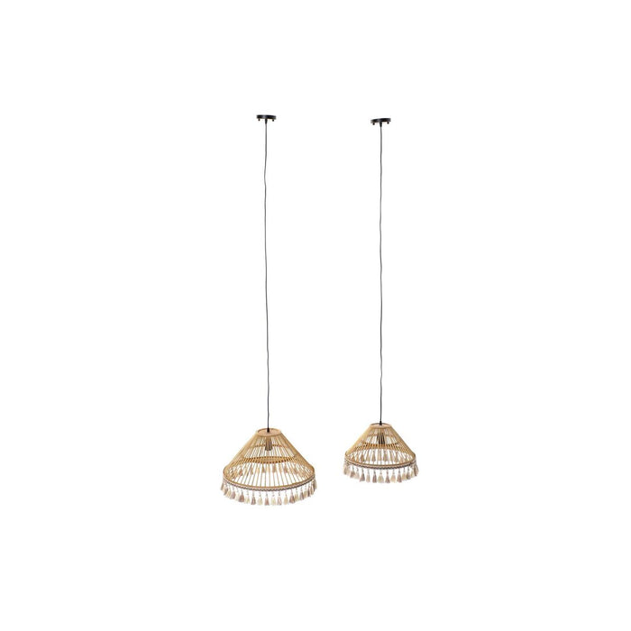Lustră DKD Home Decor 2 Piese Maro Poliester Ratan 50 W (45 x 45 x 28 cm)
