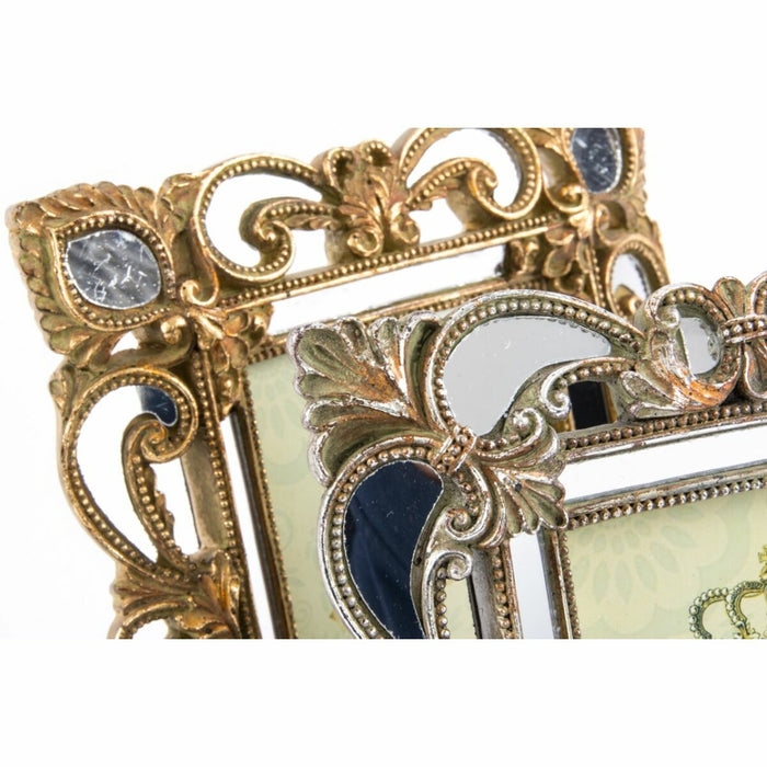 Ramă Foto DKD Home Decor 19 x 2 x 25 cm Argintiu Auriu* Rășină Shabby Chic (2 Unități)