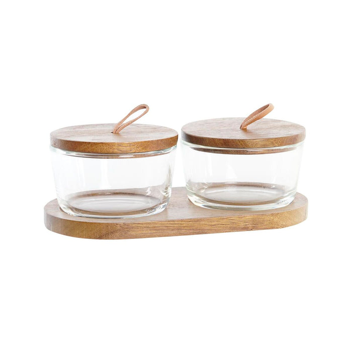Set de 2 tuburi DKD Home Decor 20,5 x 10,5 x 7 cm Geam Maro Transparent Salcâm 240 ml