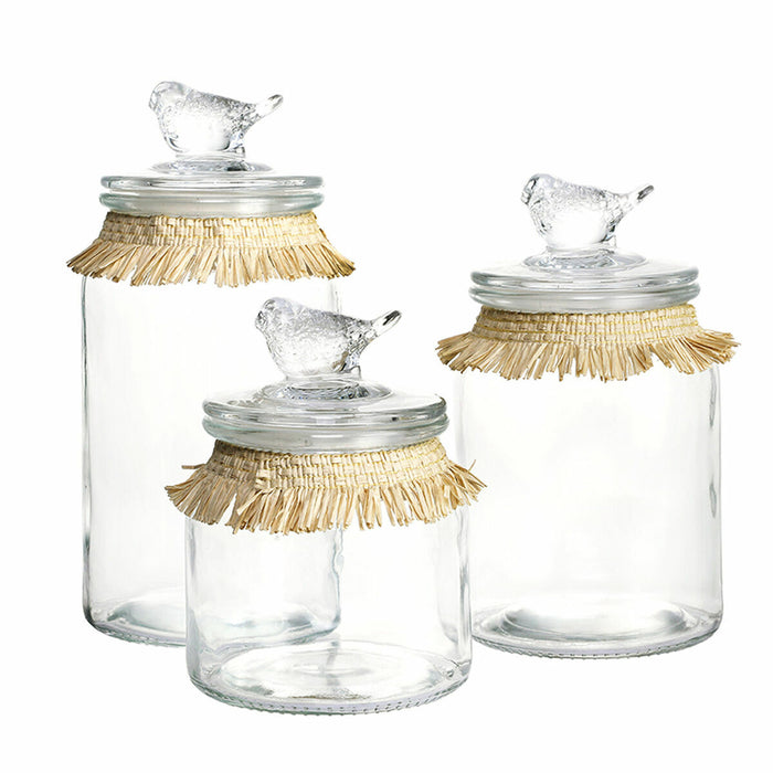 Set de 3 tuburi DKD Home Decor 11 x 11 x 22 cm Geam Natural Transparent