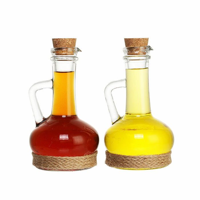 Set de ulei și oțet DKD Home Decor 9 x 9 x 16 cm Geam Natural Transparent Plută 320 ml 2 Unități