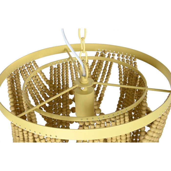 Lustră DKD Home Decor Metal Maro Galben 50 W Lemn MDF (35 x 35 x 95 cm)