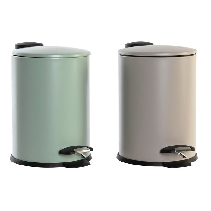 Coș de gunoi pentru hârtie cu pedală DKD Home Decor Bej Verde 3 L Urban (2 Unități)