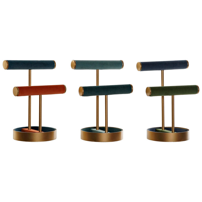 Casetă de Bijuterii DKD Home Decor 21 x 16 x 30 cm Albastru Metal Verde (3 Piese)