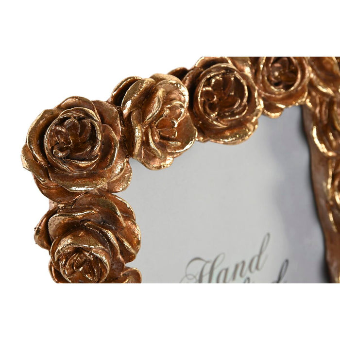 Ramă Foto DKD Home Decor Auriu* Rășină Trandafiri Romantic 15,5 x 3,2 x 20,3 cm